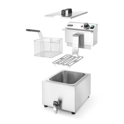 Ruční fritéza s vypouštěcím kohoutem, 8 l, HENDI, Profi Line, 8L, Světle šedá, 230V/3500W, 305x515x(H)354mm | 209202
